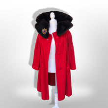 Load image into Gallery viewer, 60’s Vintage LIlli Ann Red Wool Swing Coat with Luxury Collar