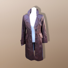 Load image into Gallery viewer, 70’s Vintage Brown Leather Fitted Trench 36” Bust Bagatelle Spy Classic 70’s