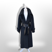Load image into Gallery viewer, 60’s Vintage Black Vintage Wool Minimalist Coat