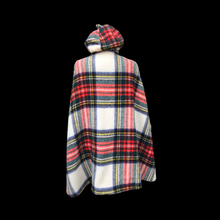 Load image into Gallery viewer, Vintage Red Plaid Set Cape and Beret Cap Pure Virgin Wool from Ireland