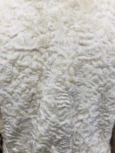 Vintage Robert Meshekoff Faux Persian Lamb Astrakhan White Belted Full Length Double Breasted Coat