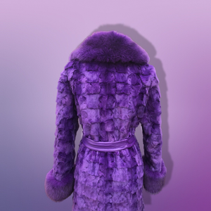 Purple Mink and Fox Fur Coat Winter Couture Perfect for Gift
