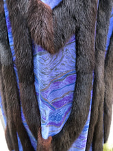Load image into Gallery viewer, 80’s Does 20’s Flapper Blue Purple Suede and Mink Intarsia Cocoon Style Coat Made in Austria