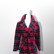 Load image into Gallery viewer, Pendleton Plaid Pure Virgin Wool Red and Black Fit and Flare Belted