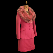 Load image into Gallery viewer, 60’s Vintage Pink Lilli Ann Two Piece Skirt Suit with Pink Silver Fox Fur Collar