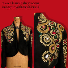 Load image into Gallery viewer, Vintage 80’s Suede and Jeweled Bolero Mint Rare Made in Paris Couture Bolero Jacket