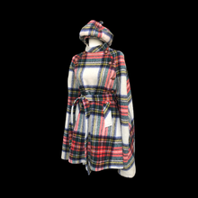 Load image into Gallery viewer, Vintage Red Plaid Set Cape and Beret Cap Pure Virgin Wool from Ireland