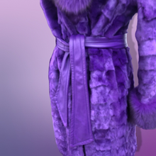 Load image into Gallery viewer, Purple Mink and Fox Fur Coat Winter Couture Perfect for Gift