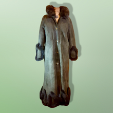 Load image into Gallery viewer, Vintage Coat-Green Suede Sheepskin Shearling Afghan Fox Fur Full Length Full Sweep Cozy Coat Fairy Princess Penny Lane Almost Famous