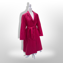 Load image into Gallery viewer, Vibrant Pink Leather and Fox Fur Trench Fit and Flare Pinup Coat