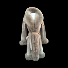 Load image into Gallery viewer, Women's Vintage Coat- 70s Suede Shearling Princess Fluffy Penny Lane Russian Princess Fit and Flare Coat Boho Chic Hippy afghan