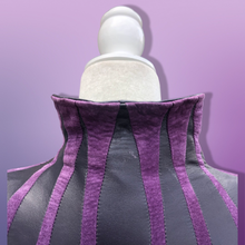 Load image into Gallery viewer, 80’s 90’s Purple Lamb Suede and Leather Made In Italy Coat Striped A-Line Flexible Size Loose Fit