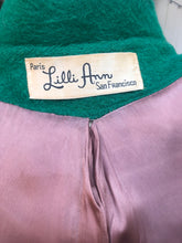 Load image into Gallery viewer, Vintage Women&#39;s Coat- 60s Lilli Ann Emerald Green Mink Wool Swing Coat One Size Fits All Mad Men