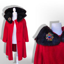 Load image into Gallery viewer, 60’s Vintage LIlli Ann Red Wool Swing Coat with Luxury Collar