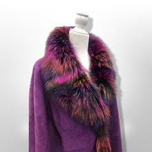Load image into Gallery viewer, Purple Suede and Shearling with Rainbow Purple Dyed Fox Fur Ultra Soft Warm