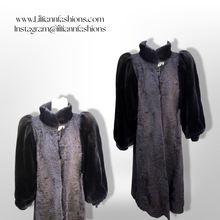 Load image into Gallery viewer, Vintage Couture 80’s Does 40’s Vintage Fur Coat Genuine Broadtail Persian Lamb Sheared Beaver Bishop Sleeve Puff Sleeve Old Glamour Hollywood