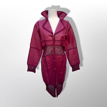 Load image into Gallery viewer, Brand New Deadstock Vintage 90’s Pink Leather Magenta Lace Duster Coat
