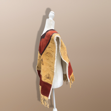 Load image into Gallery viewer, 70’s Suede Poncho Cape Equestrian Serape with Carved Horse Scene Mint Condition Fringe Border One Size Fits All Cowboy Cowgirl Unisex Southwestern Mexican Native Boho One of A Kind