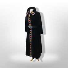 Load image into Gallery viewer, 60’s 70’s Black Velvet Floral Embroidered Full Length Coat