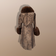 Load image into Gallery viewer, Leopard Print Leather and Fox Fur Trench Fit and Flare Coat