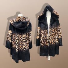 Load image into Gallery viewer, Hooded Mink Luxury Coat Leather with Dyed Design