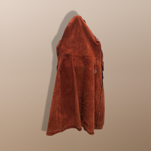 Load image into Gallery viewer, 70’s Vintage Suede Hooded Orange Rust Coat Small Petite Heavy Duty Snap Closure