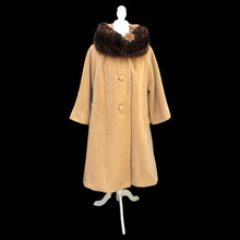 Load image into Gallery viewer, Vintage Women's Coat- 60s Lilli Ann Camel Tan Color  Luxury Mink Wool Swing Coat One Size Fits All Mad Men Style