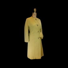 Load image into Gallery viewer, Vintage 60s Coat- Women Gold Golden Yellow Deep Mustard Mod Sleek Kimono Coat Career Professional Minimalist Thick Wool Stealth Wealth Trend