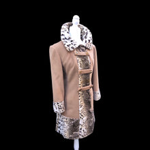 Load image into Gallery viewer, Vintage 60’s Mod Camel Wool Faux Fur Leopard Spotted Print Coat Bondi’s Fifth Ave