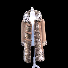 Load image into Gallery viewer, Vintage 60’s Mod Camel Wool Faux Fur Leopard Spotted Print Coat Bondi’s Fifth Ave