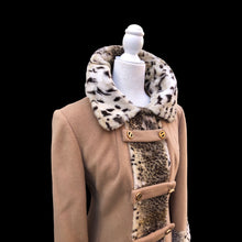 Load image into Gallery viewer, Vintage 60’s Mod Camel Wool Faux Fur Leopard Spotted Print Coat Bondi’s Fifth Ave