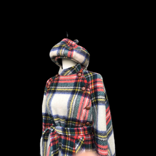 Load image into Gallery viewer, Vintage Red Plaid Set Cape and Beret Cap Pure Virgin Wool from Ireland
