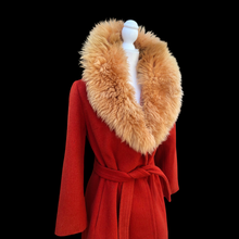 Load image into Gallery viewer, 70’s Vintage Coat Fall Orange with Wool and Shearling Collar Penny Lane Boho Style
