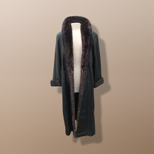 Load image into Gallery viewer, Italian leather Wrap Tuxedo Mink Coat Herringbone Design