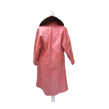 Load image into Gallery viewer, 70’s 80’s Pink Leather and Mink Collar Convertible Duster Coat