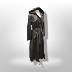 Made in Italy— Italian Lamb Leather Hooded Trench Coat Couture Full Length