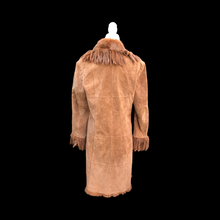 Load image into Gallery viewer, Vintage Fringe Suede and Fur Western Duster Coat Native Southwestern Cowgirl Boho Bohemian Fashion
