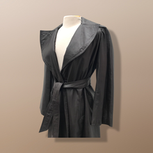Load image into Gallery viewer, Vintage Brown Leather Trench Spy Coat Lord and Taylor Fit and Flare