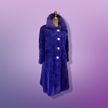 Load image into Gallery viewer, Women's Vintage Coat- 60s Mod Purple Fur Sheared Beaver Swing Mod Fit Flare Flexible Size S/M/L Mad Men Long