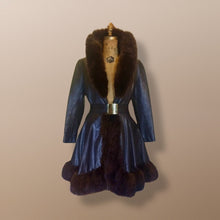 Load image into Gallery viewer, Penny Lane Princess Fit and Flare Brown Leather and Genuine Fur Mod Belt 1960's 60's 70's Chic Hippie Full Sweep Skirt!
