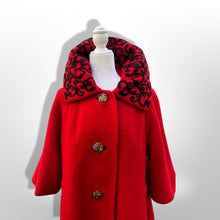 Load image into Gallery viewer, Vintage 60’s Lilli Ann Red Luxury Wool Swing Coat Fall Holiday Valentine’s Day Christmas