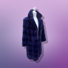Load image into Gallery viewer, New Kopenhagen Purple Mink Horizontal Coat with Ombré Black Purple Whole Premium Dyed Mink Skins