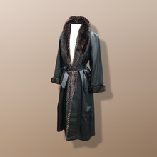 Load image into Gallery viewer, Italian leather Wrap Tuxedo Mink Coat Herringbone Design