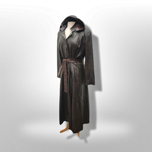 Made in Italy— Italian Lamb Leather Hooded Trench Coat Couture Full Length