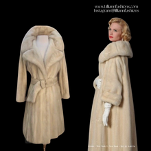 Load image into Gallery viewer, Pearl Mink Princess Pleated Coat Belted Fit and Flare Pinup
