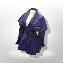 Load image into Gallery viewer, RARE Vintage Women&#39;s Coat- 70s 80s Purple Violet Leather Trench Dress Coat Jacket Studio 54 Fit Flare Spy Length 3/4 Princess Price:
