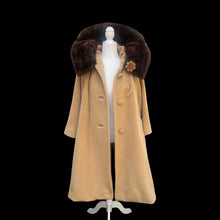 Load image into Gallery viewer, Vintage Women's Coat- 60s Lilli Ann Camel Tan Color  Luxury Mink Wool Swing Coat One Size Fits All Mad Men Style