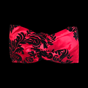 Red Headband Satin and Velvet Brocade Turban Extra wide headband