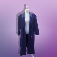 Load image into Gallery viewer, Vintage 90’s Purple London Fog Pure Wool and Leather Career Professional Day and Night Coat
