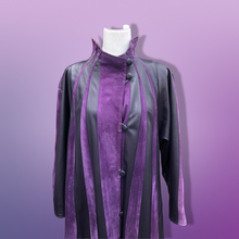 Load image into Gallery viewer, 80’s 90’s Purple Lamb Suede and Leather Made In Italy Coat Striped A-Line Flexible Size Loose Fit